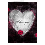 Elegant black heart & roses "I love you" Cards