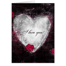 Elegant black heart & roses "I love you" Cards