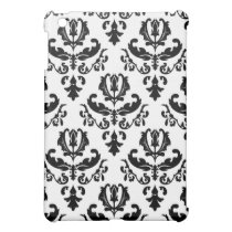 Elegant Black on White Damask ipad mini cases