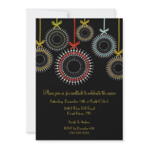 Elegant Black Ornaments Holiday Party Invitation