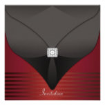 Elegant Black Red Contemporary Party Custom Invite
