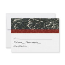 Elegant Black, Red, White rsvp with envelopes Custom Invitations