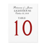 Elegant Black Red White Wedding Table Number Card