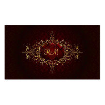 Elegant Black Touch Of Red Vintage Lace Frame Business Card Template
