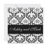 Elegant Black White Damask Wedding Invitation