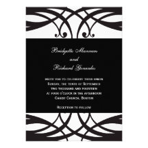 Elegant Black White Wedding Invitations Art Deco