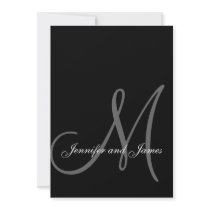 Elegant Black White Wedding Invitations Initial