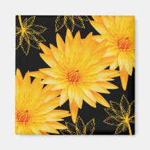 Elegant black & yellow lillies - customisable magnet