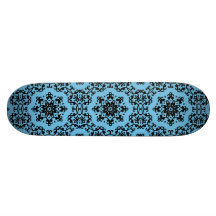 Elegant blue and black damask custom skateboard