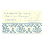 Elegant Blue and Cream Damask Letter S Business Card Templates