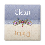 Elegant Blue and Tan Damask Dishwasher Magnet