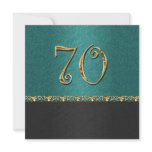 Elegant blue black 70th age party invitations
