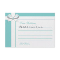 Elegant Blue Bridal Shower Notes of Advice Personalised Invitations