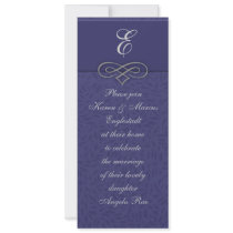 Elegant Blue Monogram Invitations