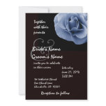 Elegant BLUE Rose Black & White Wedding Invitation