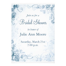 Elegant Blue Vintage Bridal Shower Invitation