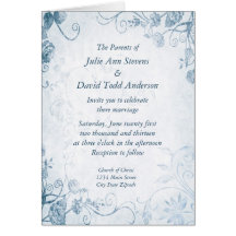 Elegant Blue Vintage Wedding Greeting Card