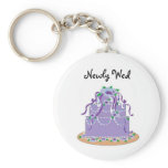 Elegant Blue Wedding Cake - Newly Wed keychains