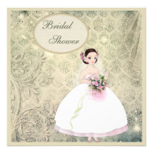 Elegant Bride & Vintage Damask Bridal Shower Invitation
