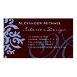 Elegant Brown and Blue Damask Fancy Designer Business Card Templates