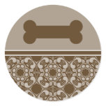 Elegant Brown Dog Bone Stickers