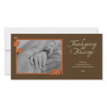 Elegant brown orange falling leaves Thanksgiving photo cards
