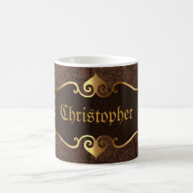 Elegant brown with golden frame mug