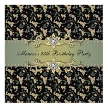 Elegant Cammo 25th Birthday Party Invitation 25th
