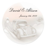 Elegant Car & Gown Wedding Stickers