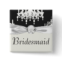 elegant chandelier black white damask button