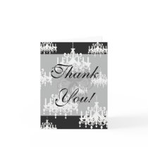 elegant chandelier black white damask cards