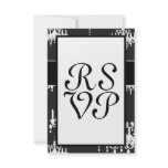 elegant chandelier black white damask design invitations