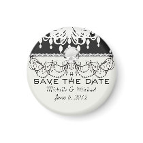 elegant chandelier black white damask magnet