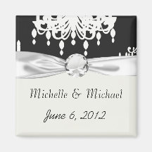 elegant chandelier black white damask magnet