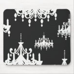 elegant chandelier black white damask mouse pad