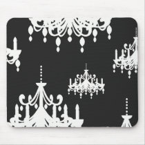 elegant chandelier black white damask mouse pad