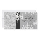 elegant chandelier black white damask photo cards