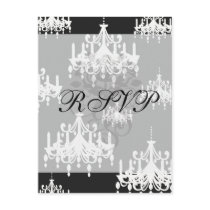 elegant chandelier black white damask postcard