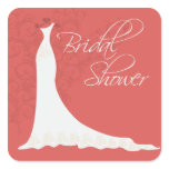 Elegant chic wedding dress bridal shower sticker