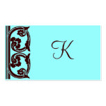 Elegant Chocolate Brown Monogram Teal Card Business Card Template