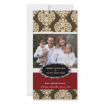 Elegant Christmas Brown Damask photo cards