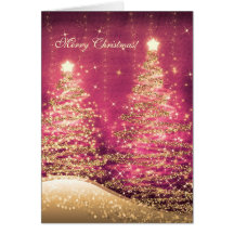 Elegant Christmas Cards Sparkling Trees Rose