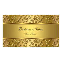Elegant Classy Gold Damask Embossed Look Business Cards