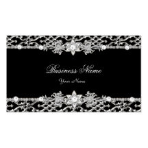 Elegant Classy Silver Black Diamond 2 Business Cards