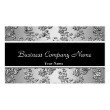Elegant Classy Silver Black Embossed Floral Business Cards