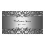 Elegant Classy Silver Damask Embossed Look Business Cards
