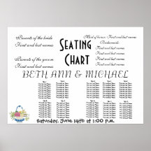 Elegant Classy White Floral Wedding Seating Chart Poster