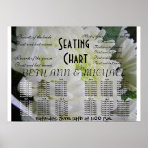 Elegant Classy White Floral Wedding Seating Chart Poster