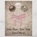 Elegant Cocoa Damask Cake Pop Custom Flyer