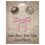 Elegant Cocoa Damask Cake Pop flyers